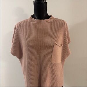 Women's Knit Baggy Pink Sweater with Pocket XL